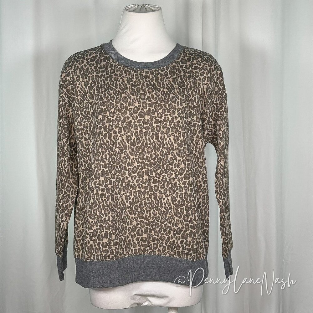 Splendid Crewneck Leopard Print Lounge Sweatshirt Size M - Picture 3 of 10